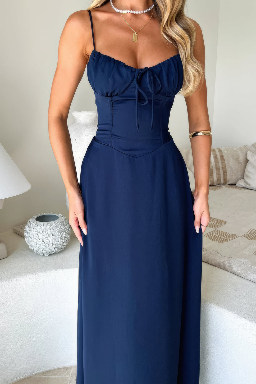 Sukienka Maxi o Eleganckim Letnim w kolorze Niebieski 4