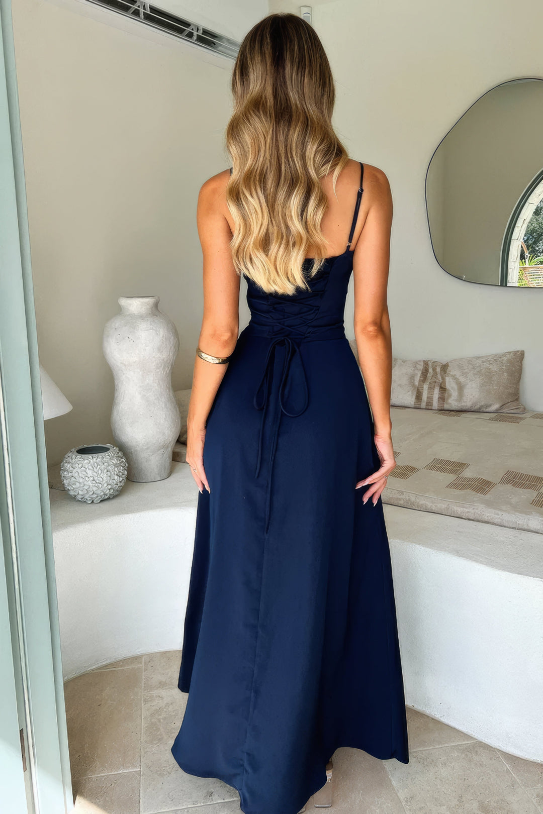 Sukienka Maxi o Eleganckim Letnim w kolorze Niebieski 5