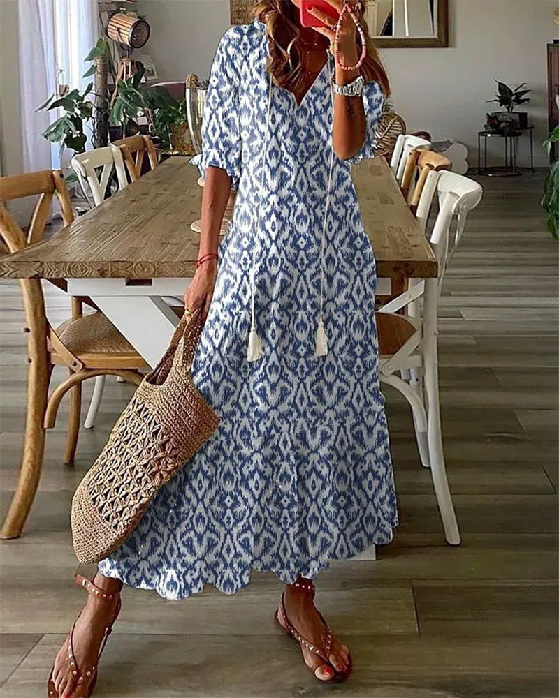 Sukienka maxi w stylu boho na wesele w kolorze Niebieski