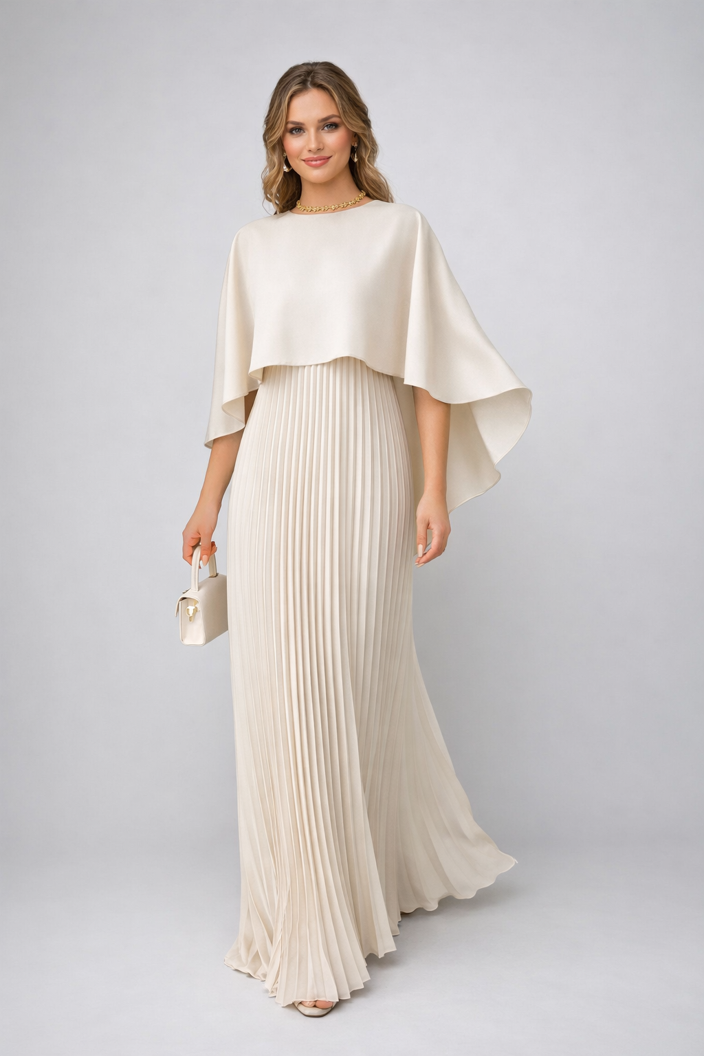 Sukienka Maxi z Szyfonu z w kolorze Off-White