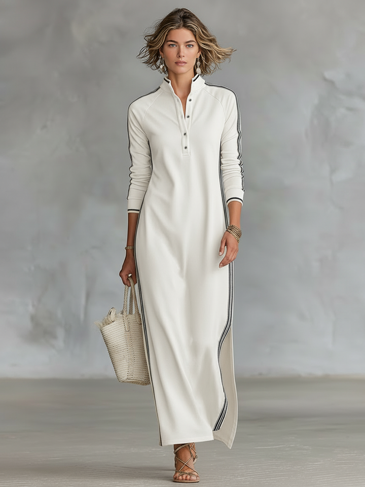 Sweatshirtkleid für Damen mit weißem Kragen w kolorze Biały