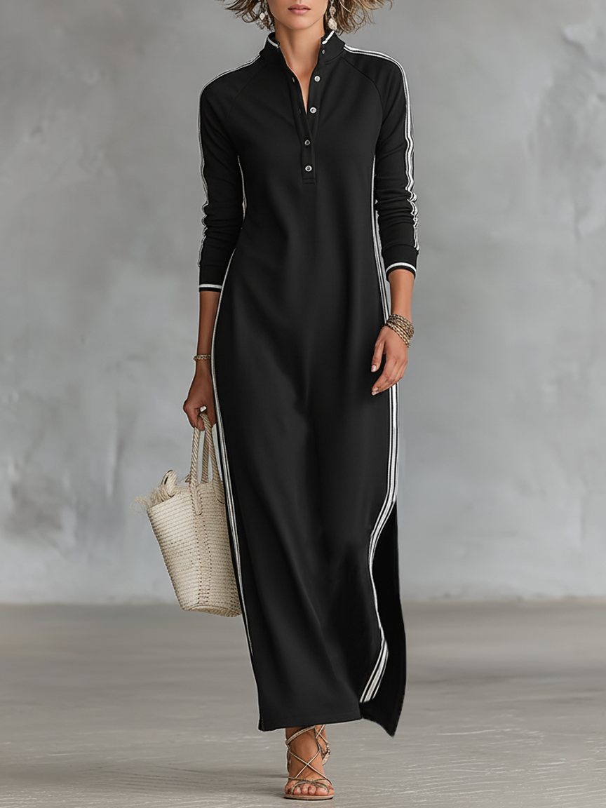 Sweatshirtkleid für Damen mit weißem Kragen w kolorze Czarny
