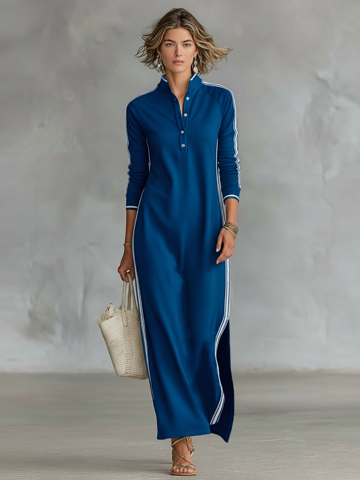 Sweatshirtkleid für Damen mit weißem Kragen w kolorze Königsblau