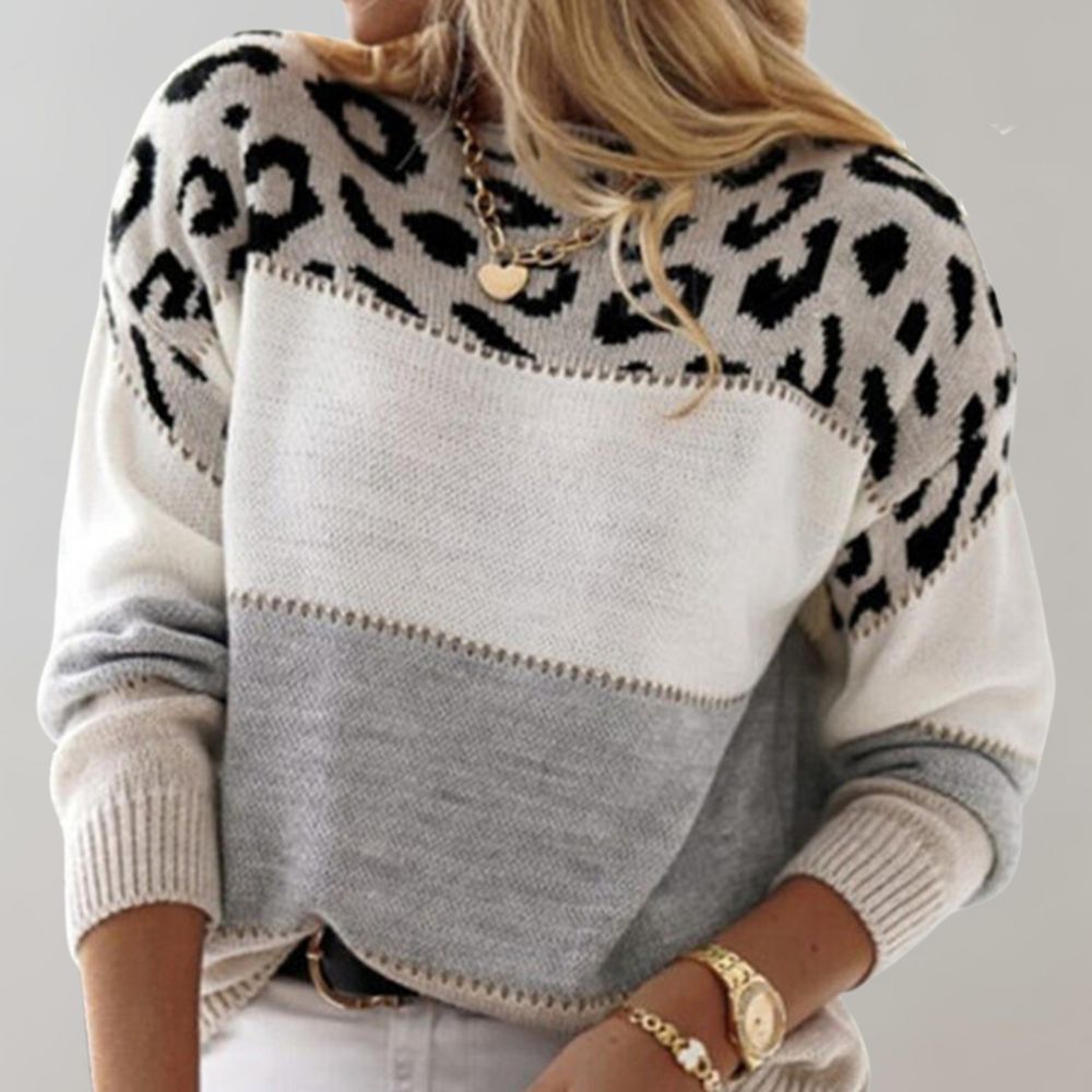 Trendiger, schicker gemusterter Pullover Damen (3)