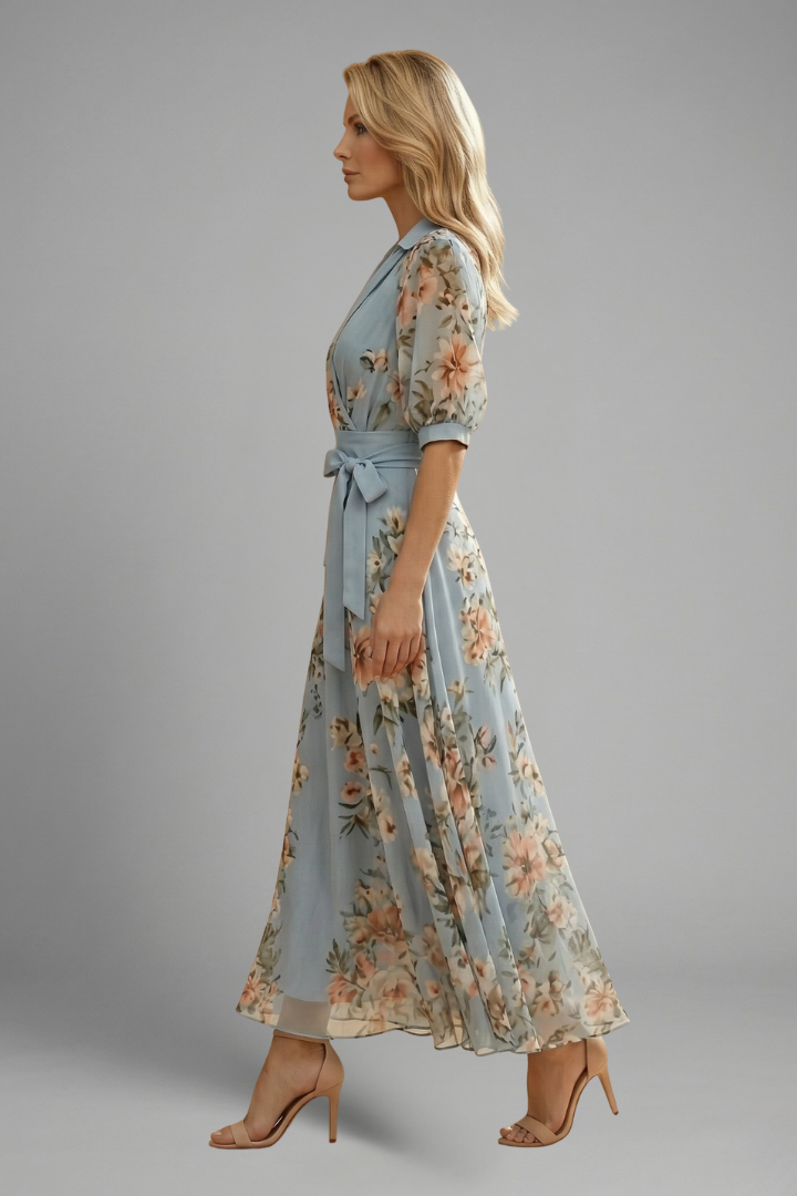 V Neck Midi Dress Wedding Guest (3)