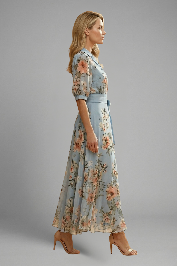 V Neck Midi Dress Wedding Guest (4)