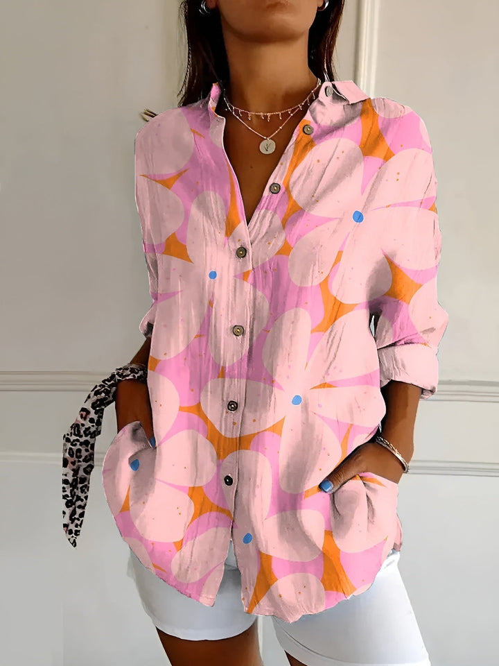 Sofia | Damska letnia bluzka we wzory z lekkiej przewiewnej tkaniny foto 6