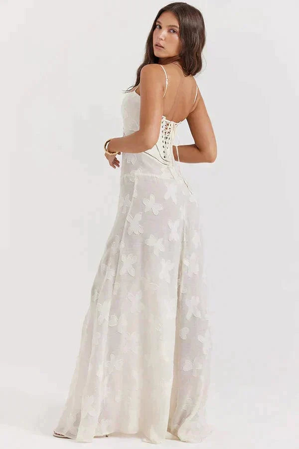 Weißes trendiges Maxi-Sommerkleid Wedding guest w kolorze Biały 4