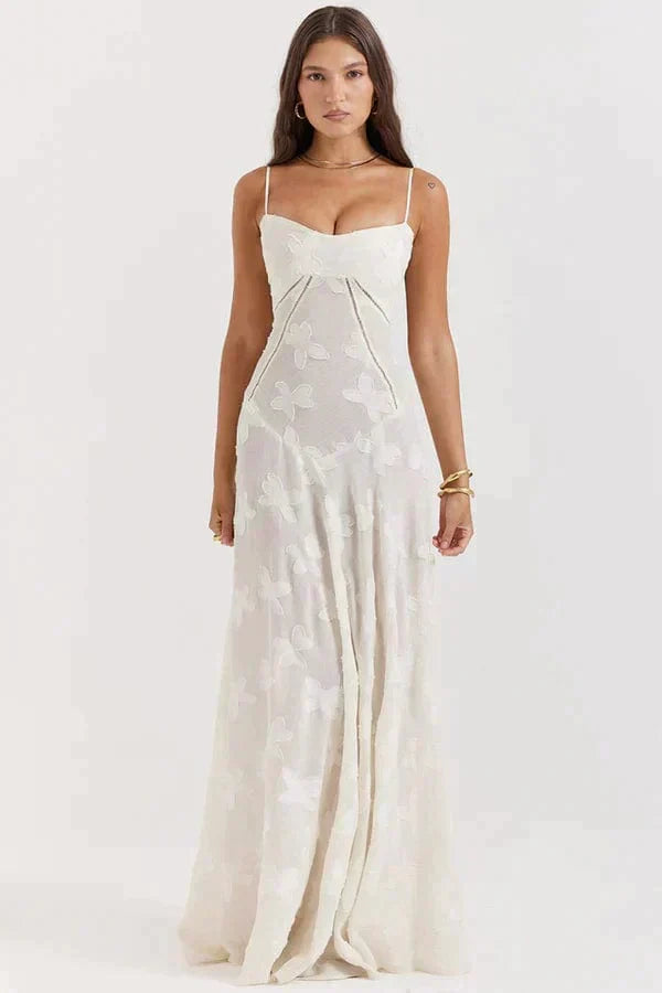 Weißes trendiges Maxi-Sommerkleid Wedding guest w kolorze Biały 5