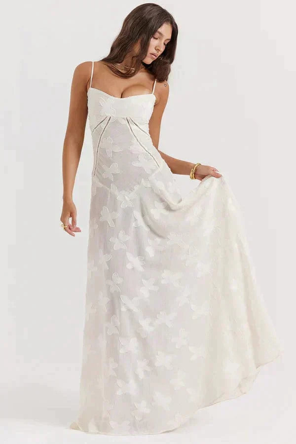 Weißes trendiges Maxi-Sommerkleid Wedding guest w kolorze Biały 6