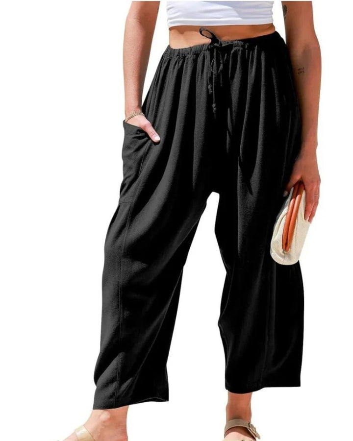 Weite Leinenhose Wide pants w kolorze Czarny