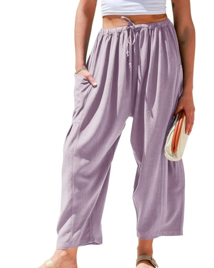 Weite Leinenhose Wide pants w kolorze Jasny Fioletowy
