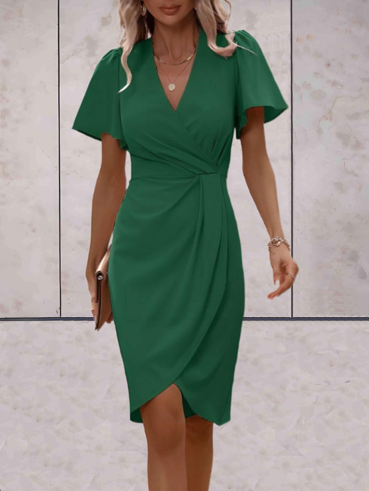 Wickelkleid mit V-Ausschnitt Wedding guest dress (5)