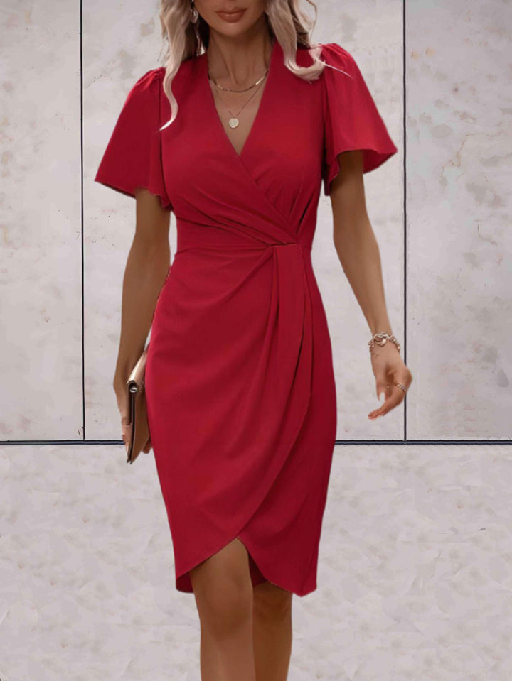 Wickelkleid mit V-Ausschnitt Wedding guest dress w kolorze Czerwony