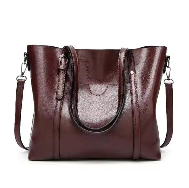 Women's Large Leather-Look Shoulder Tote w kolorze Coffee