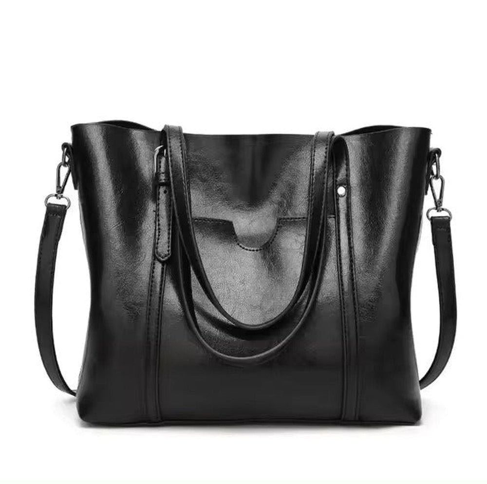 Women's Large Leather-Look Shoulder Tote w kolorze Czarny