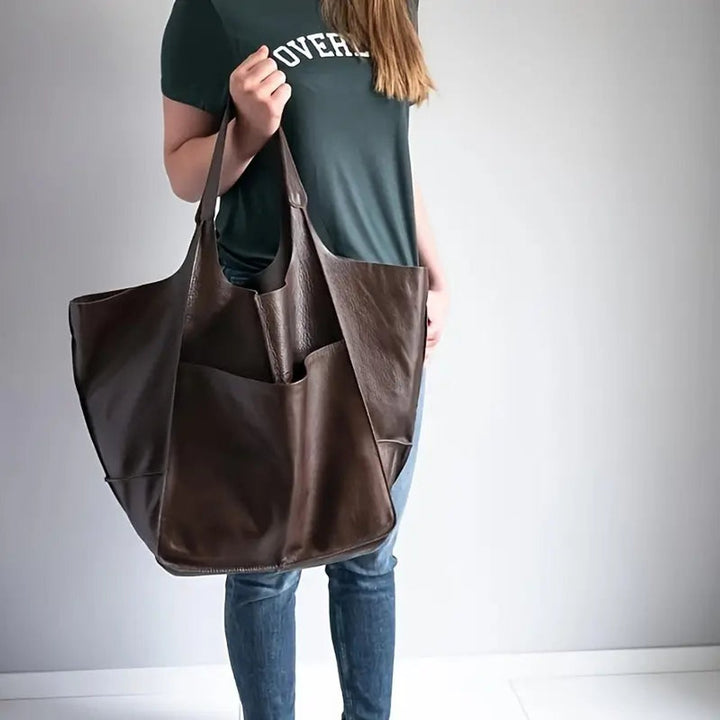 Women's Oversized Vegan Leather Magnetic-Closure (6)