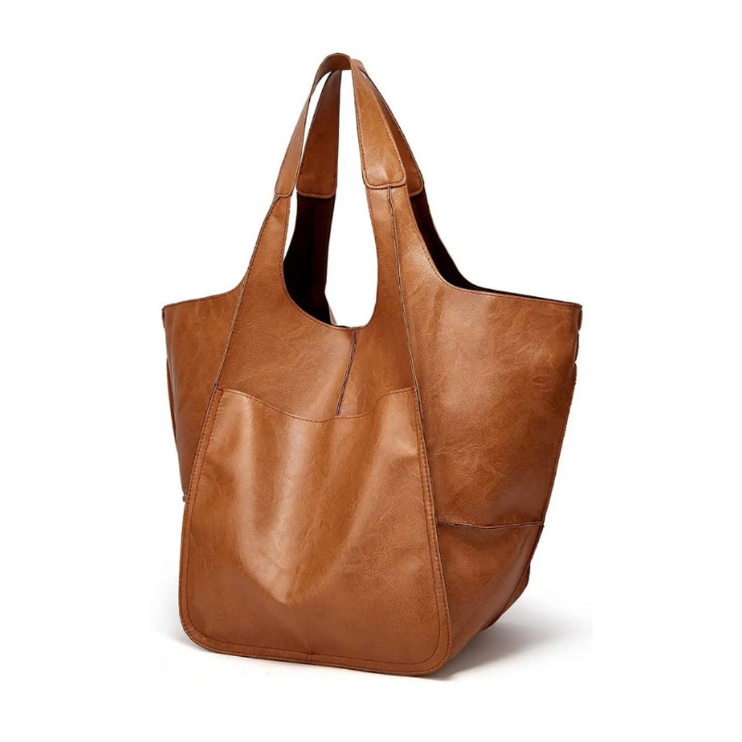 Women's Oversized Vegan Leather Magnetic-Closure w kolorze Chestnut