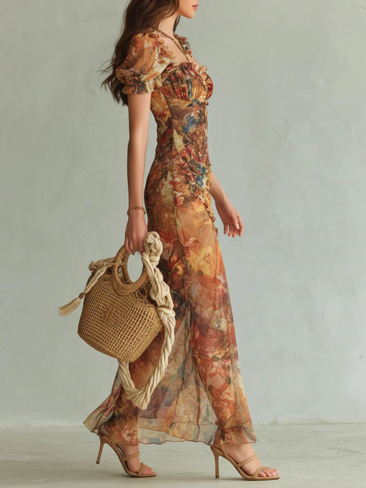 Women's Ruffle Sweetheart Chiffon Boho (3)