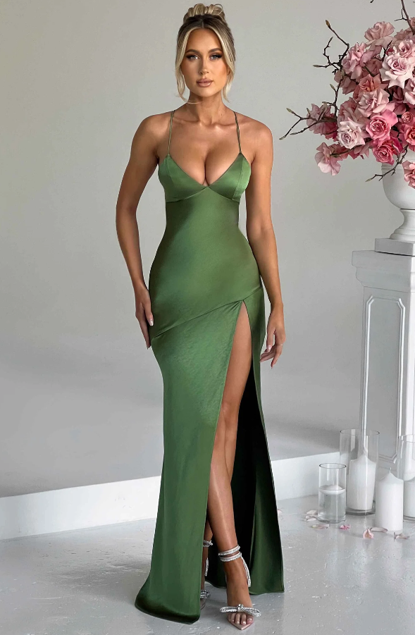 Women’s Thin Strap High Slit w kolorze Emerald